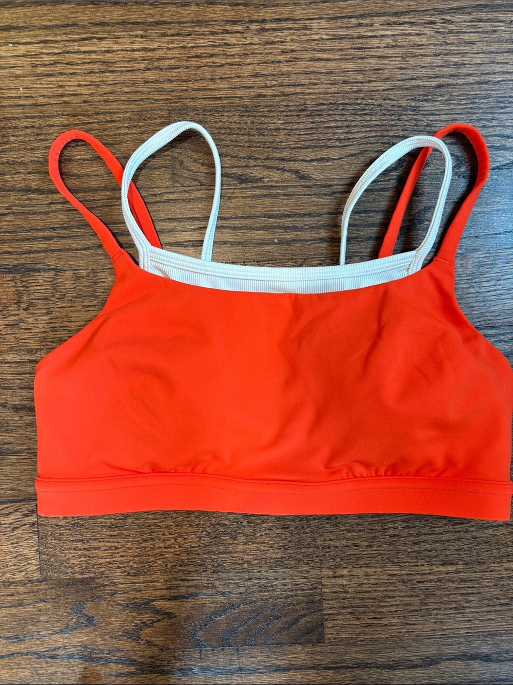 Lululemon Layered Cami Strap Bra Cherry Ember/Light Ivory, Sz S